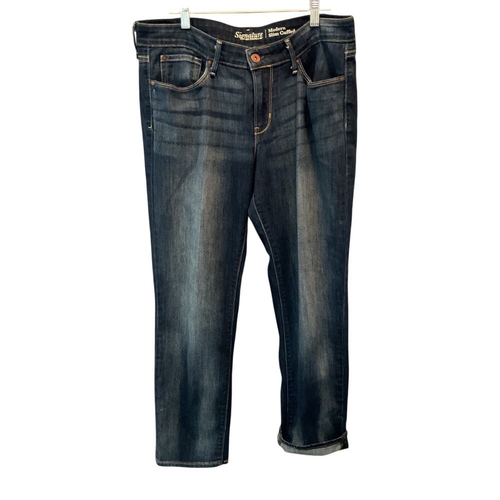Levi's Signature Strauss Jeans Womens 10-W30Dark Blue Modern Slim Cuffed Stretch